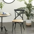 thumbnail image 3 of DecMode Metal Dining Chair with Brown Rattan Seat, Black, 3 of 15