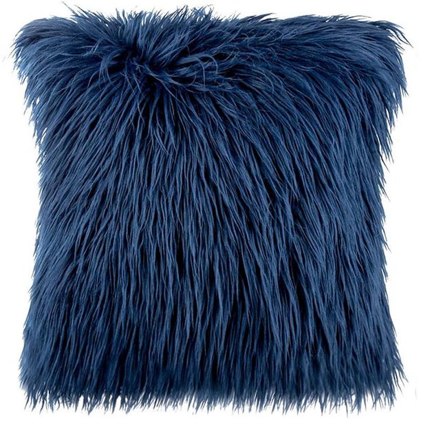 Fundas de Almohada Oblongas de Piel Sintética, Fundas de Cojines Decorativas Mongol de Felpa Súper Suave para Cama, Juego de 2, 12x20 Pulgada-Azul Marino-30*50cm oso de fresa Electrónica