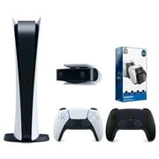 Sony Playstation 5 Digital Edition Console with Extra Black Controller, 1080p HD Camera and Surge Dual Controller Charge Dock Bundle