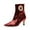 Red, variant on XYD Women Glossy Kitten Low Heel Ankle Boots Hole Patent Leather Square Closed Toe Booties Side Zipper Shoes Size 7 Red