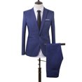 thumbnail image 3 of Ayyufe Men Slim Fit Business Leisure One Button Formal Two-Piece Suit for Groom Wedding Sapphire Blue, 3 of 6