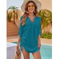 thumbnail image 3 of Womens Bathing Suit Cover Ups Bikini Swimsuit Coverup Drawstring Beach Dress Shirt, 3 of 6