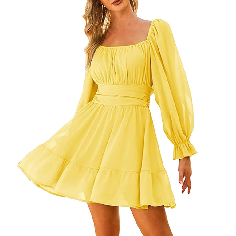 white christmas dresses Yellow embroidered crêpe dress featuring chiffon cape main image 1