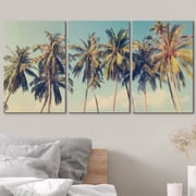 wall26 Canvas Print Wall Art Set Row of California Palm Trees & Blue Sky Nature Wilderness Photography Realism Chic Scenic Relax/Calm Multicolor for Living Room, Bedroom, Office - 24x36&quo