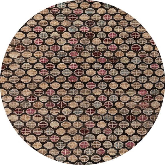 Ahgly Company Indoor Round Abstract Red Abstract Area Rugs, 3' Round