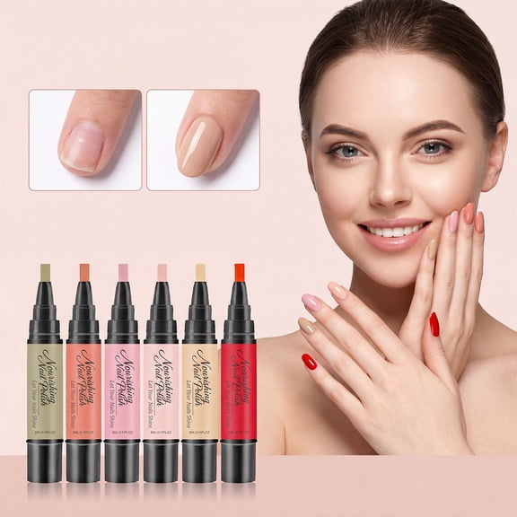 Nail Polish Pen Set, Water Based Nail Art Polish 6 Colors, Quick Dry Nail Art Pens with Brush Tip No UV Lamp Needed for DIY Home Manicure