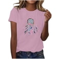 thumbnail image 2 of Blouses pour Femmes, Mode Décontractée Imprimée Col Rond Manches Courtes T-shirt Haut Col Rond Manches Courtes, 2 of 4