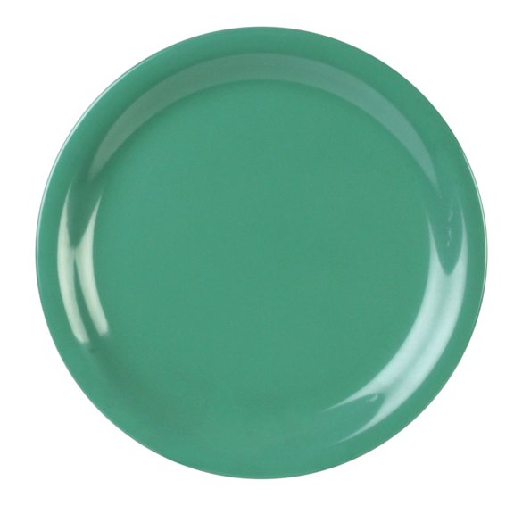 Excellante Color Green Melamine Dinnerware Collection Green Melamine Dinnerware Collection 9 Inch Narrow Rim Round Plate, Comes in Dozen