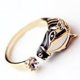 thumbnail image 5 of rygai Women Horse Head Shiny Rhinestone Adjustable Open Finger Ring Jewelry-Golden, 5 of 6