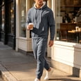 thumbnail image 2 of successthop Sweatsuits for Men 2 Piece Hoodies and Joggers Set Fleece Line Long Sleeve Tops Fall Tracksuit with Pockets, 2 of 9