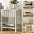 thumbnail image 7 of Aufeile Fluted Nightstand with Charging Station, Bedside Table with Drawer & Open Shelf, Small Wood Nightstand with 2 AC Outlets USB & Type-C, Bedroom Side Table, White Gray, 7 of 7