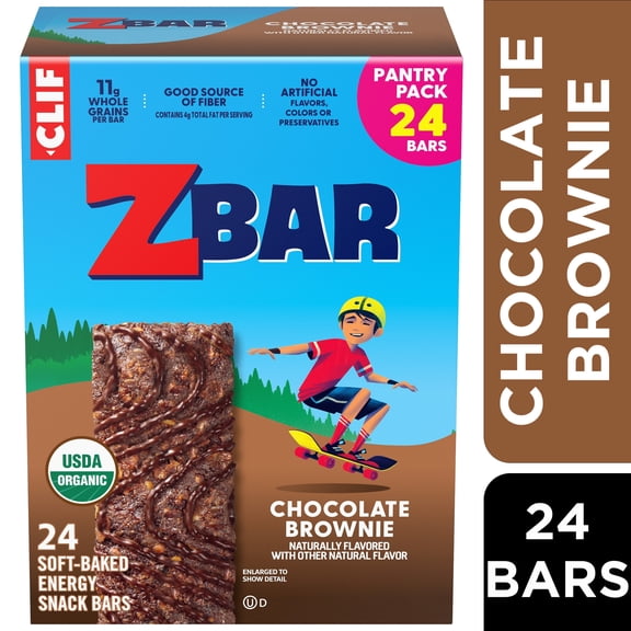 Zbar Chocolate Brownie Soft-Baked Energy Snack Bars, Organic Granola Bars, Snacks for Kids, 24ct