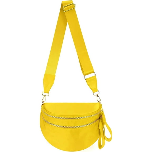 SQDWYGUO Spacious Nylon Crossbody Bag Bum Bag Handbags Wallets Purses Trendy Shoulder Bag for Women,Yellow,1