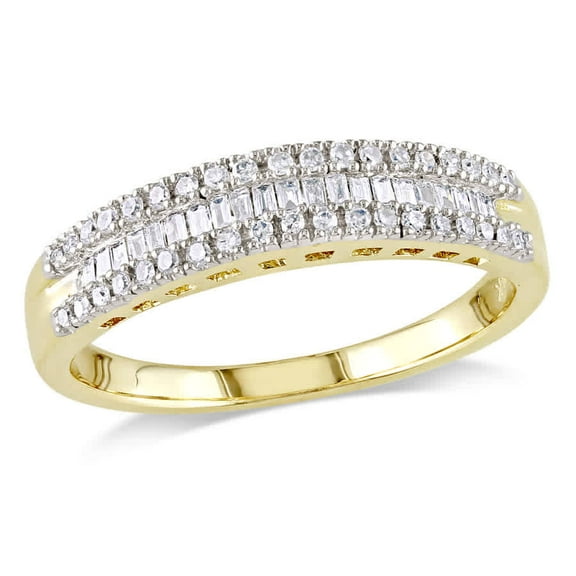 AMOUR 1/4 CT TW Baguette and Round Diamond Anniversary Band In 14K Yellow Gold