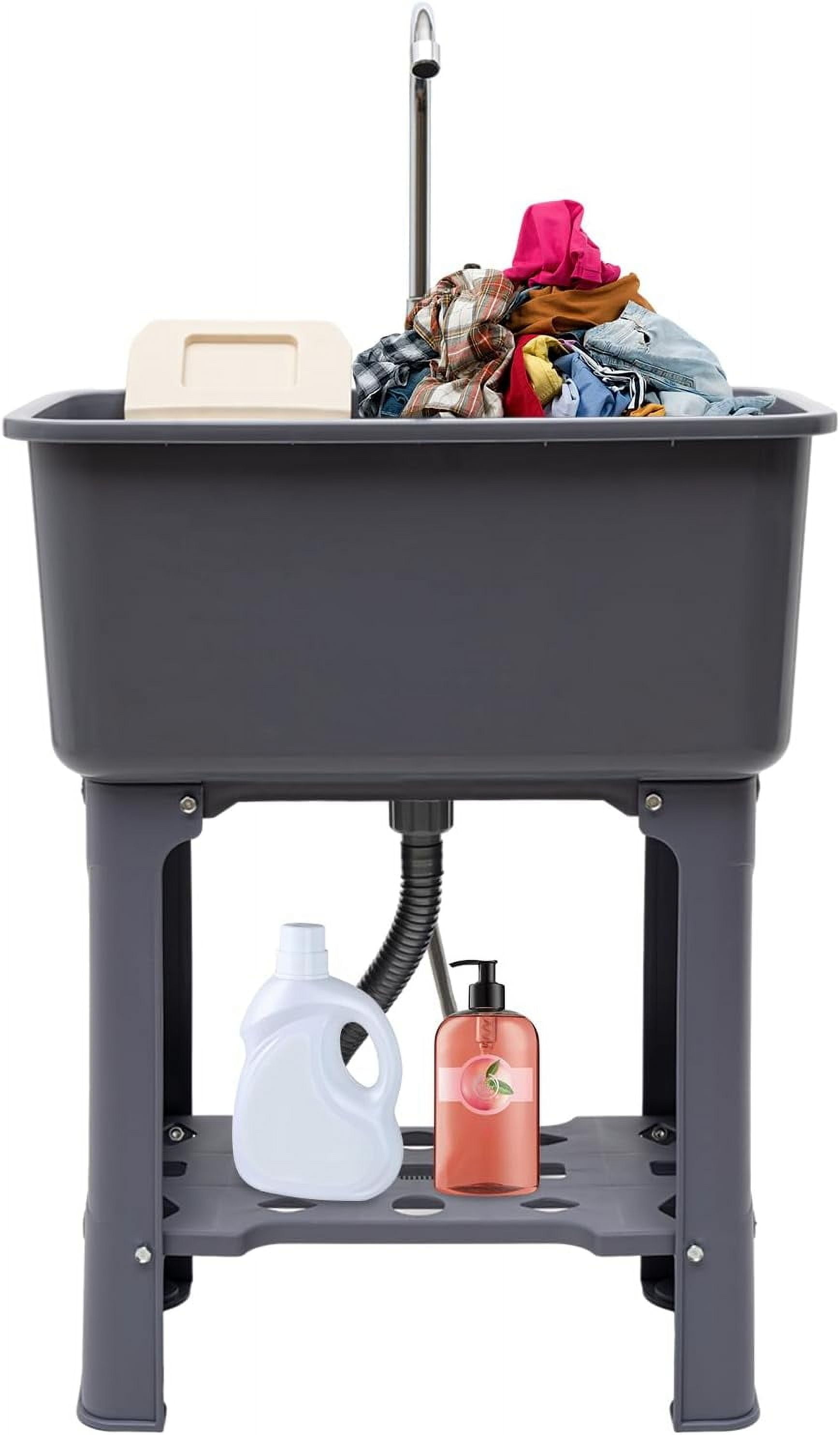 PEAKORA30.11" H Utility Sink Laundry Tub Freestanding with 360° Stainless Steel Faucet