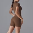 thumbnail image 6 of Vhkiploz Running Jumpsuit For Women Solid Color Zipper High Neck Summer Rompers Active Workout Yoga Gym Cami Overall Biker Shorts Outfits Exercise Jumpsuit, 6 of 7