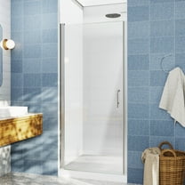 Classy 28-30" W X 72" H Pivot Shower Doors Semi-Frameless Nickel Glass Shower Door With Handle
