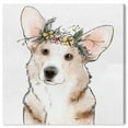 thumbnail image 1 of Runway Avenue Animals Wall Art Canvas Prints 'Floral Crown Corgi' Home Décor, 12" x 12", White, Brown, 1 of 3