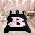 thumbnail image 2 of Feelyou Initial B Letter Comforter Sets Queen Size, Princess Bow Comforters & Duvets, Pink Monogrammed Reversible Duvet Insert, Microfiber Room Decor, 3-Piece, 2 of 8