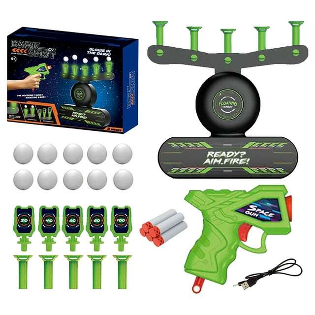 Jeu de Tir pour Enfants Phosphorescent dans le Noir, Ensemble de Jouets de Tir USB 2 en 1 Lumineux, Vol Stationnaire et Ensemble de Tir, Jouets à Piles, Jeu Flottant A