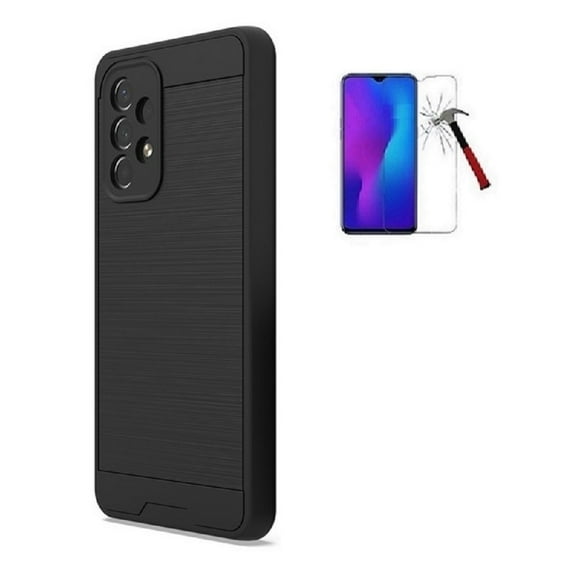 Phone Case for Straight Talk Samsung Galaxy A54 5G, Slim Hybrid Case Cover   Tempered Glass (Black)