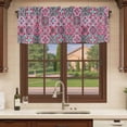 thumbnail image 6 of 2 Pack Valances for Window, Vintage Middle Century Short Curtains for Kitchen Bedroom Living Room, Abstract Bohemia Style Aztec Pink Rod Pocket Small Window Treatment Valance Drapes 54 x 18 Inch, 6 of 8