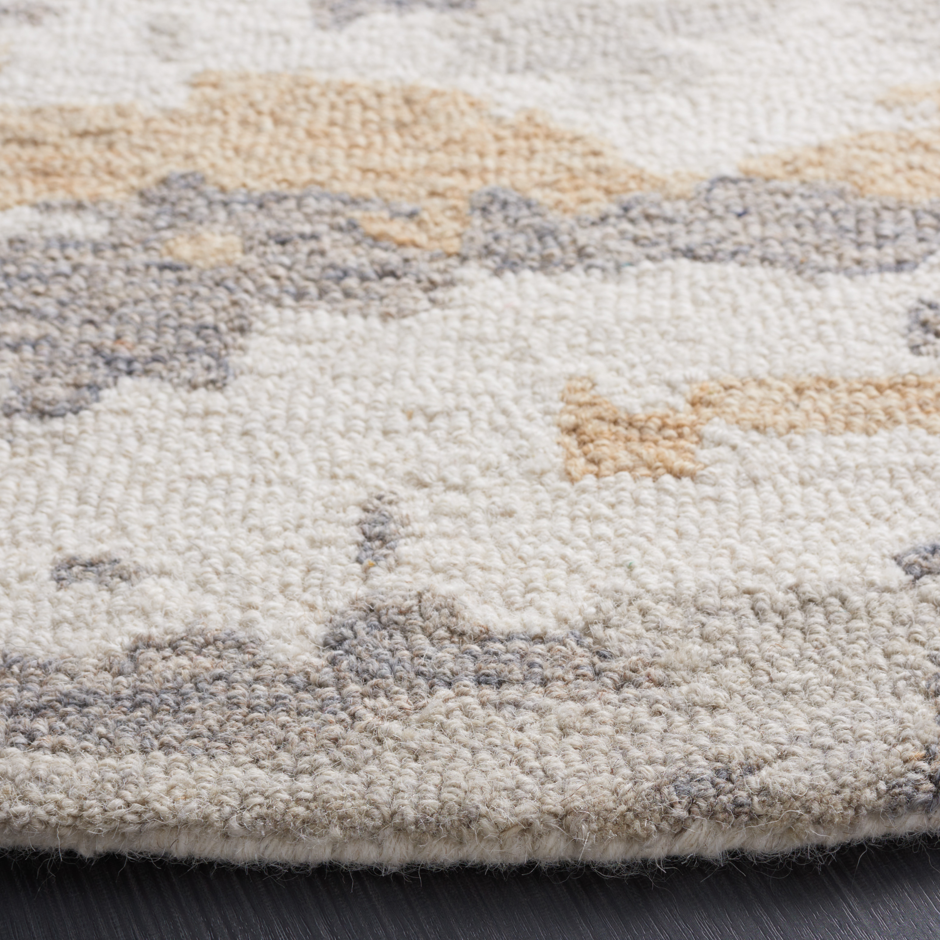 SAFAVIEH Abstract Seachlann Abstract Wool Area Rug, Ivory/Gray, 6' x 6' Round