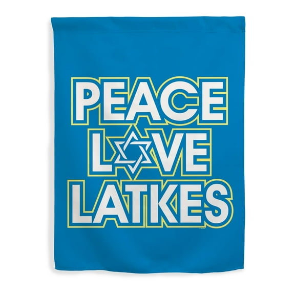 ThisWear Hanukkah Party Supplies Hanukkah Peace Love Latkes Vertical House Flag Blue