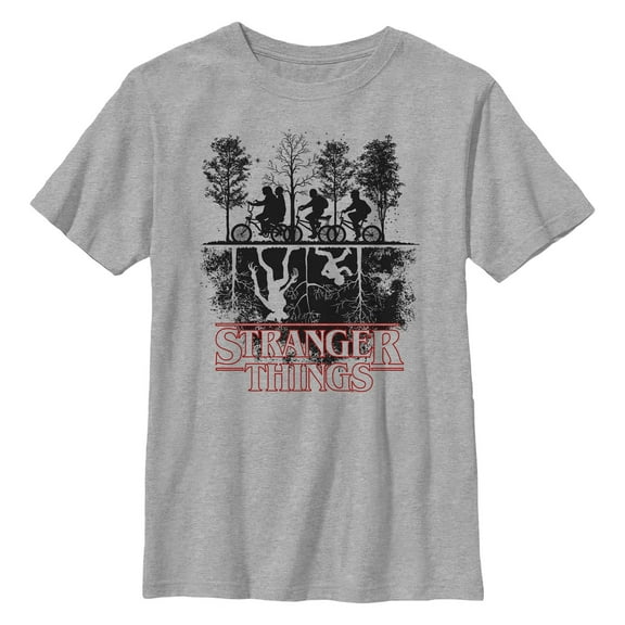 Netflix Boy's Stranger Things Biking in Upside Down Graphic T-Shirt