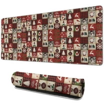 Long Mouse Pads for Desk,Red Christmas Collage Pattern Desk Mats on Top Of Desks, Desk Mouse Pad Extra Large with 3mm Non-Slip Base and Stitched Edge for Gaming,Office,Work,Home 31.5x11.8in