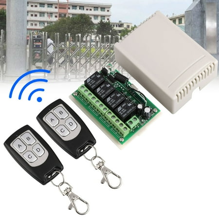 Wireless RF Switch Long Range DC 12V 4CH Channel Wireless Remote Control Switch, DC12V Relay Receiver Module, Transmitter Toggle Switch RF Relay (2 Transmitter & 1 Receiver)