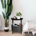 thumbnail image 6 of Round Side End Tables with Storage Bag for Living Room Bedroom, Industial Small Side Accent Bedside Table Metal, Black, 6 of 9