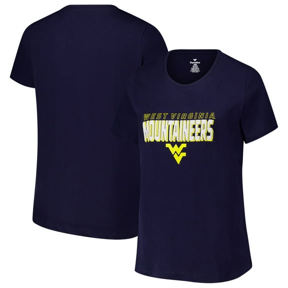 Women's Fanatics Navy West Virginia Mountaineers Plus Size Lean Scoop Neck T-Shirt