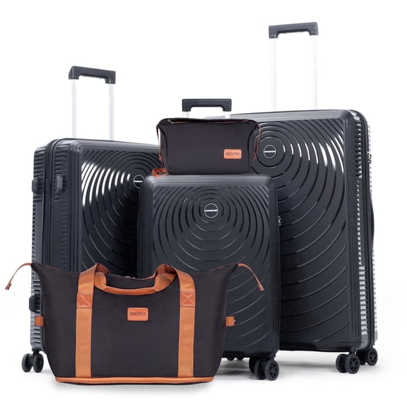 Concepten 5-Piece Carry on Luggage Set, PP Material Hard Shell Suitcase with TSA Lock for Rotating Wheels，Lightweight and Drop Resistant Suitcase