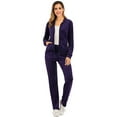 thumbnail image 4 of LELINTA 2-Piece Set Womens Solid Velvet Tracksuit Set Pullover Wrinkle Resistant Full Zip-up Hooded Sweatshirts & Pants Set, Red/ Purple, S-2XL, 4 of 6
