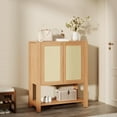 thumbnail image 1 of EDTara Freestanding 40-Inch Rattan Shoe Cabinet, Farmhouse Wooden Unit With Adjustable Shelves and Open Display Shelf, 1 of 7