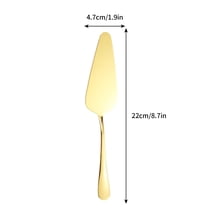 Stainless Steel Pizza Spatula Cake Shovel with Serrated Triangular Blade Kitchen Baking Tool for Transfer and Dessert Serving with Golden Finish