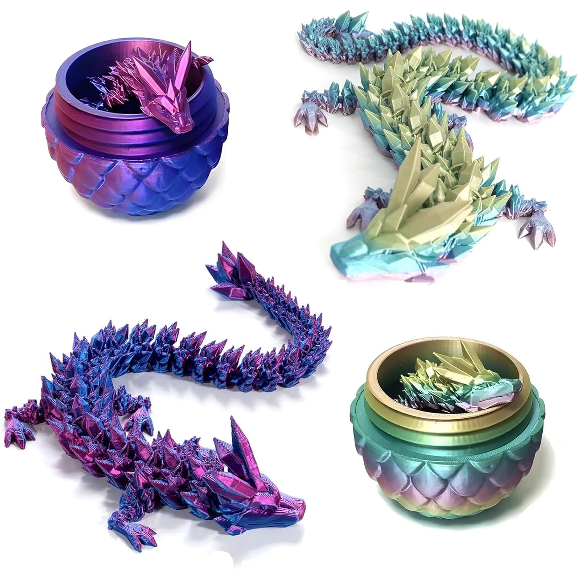 Dragon Articulé Imprimé 3D – Œuf De Dragon Flexible Anti-Stress | Jouet Décoration Fantasy Enfants Adultes, Cadeau Noël Anniversaire