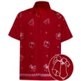 thumbnail image 2 of HAPPY BAY Men's Button Down Short Sleeves Casual Hawaiian Shirt Beach Aloha Party Summer Holidays Vacation Shirts For Mens S Mistletoe Red_AE23, 2 of 6