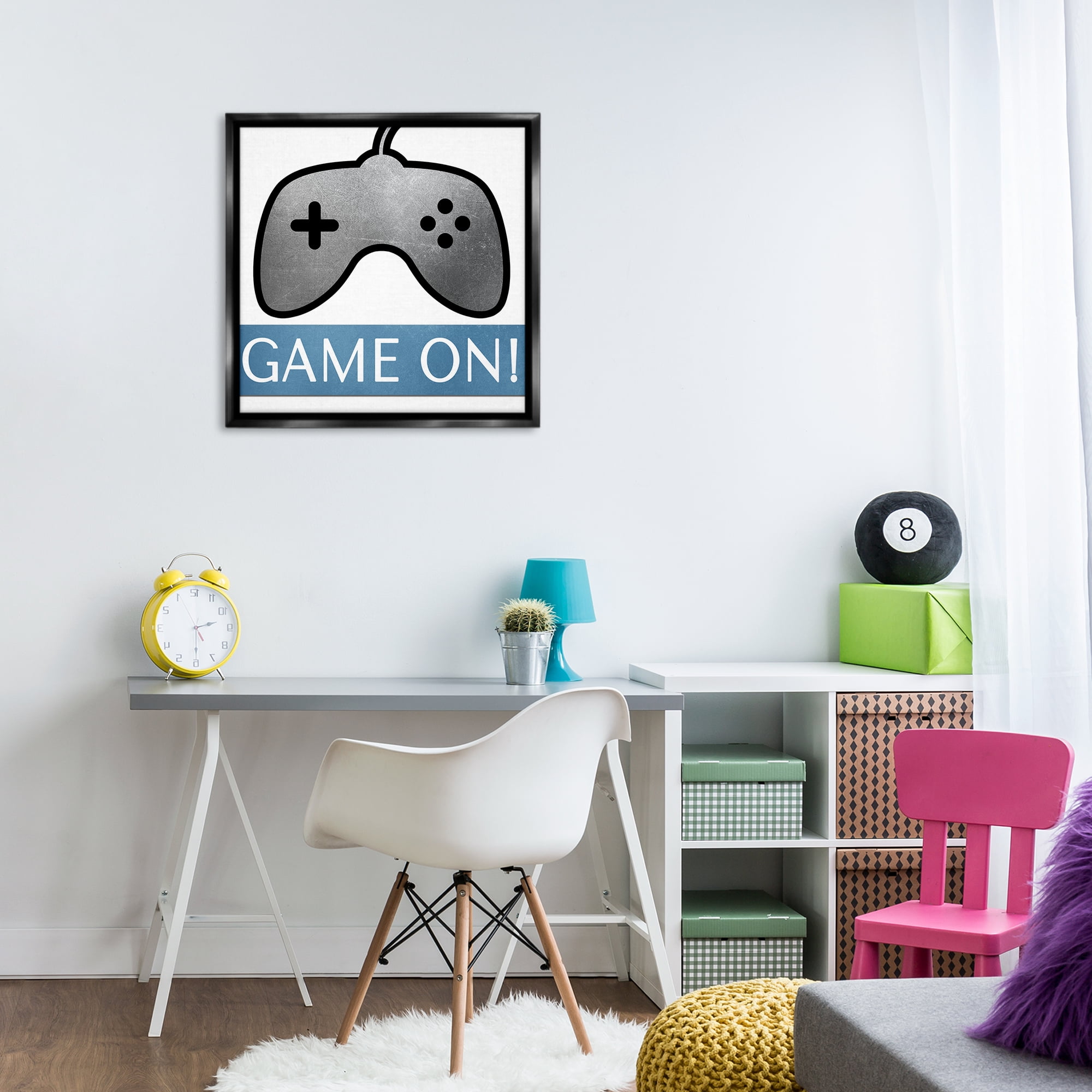 Stupell Industries Game On Controller Entertainment Painting Black Floater Framed Canvas Art Print Wall Art, 25 x 25