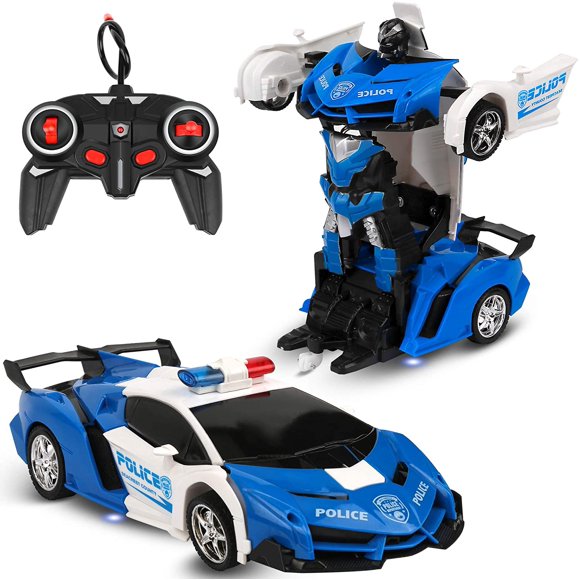 Remote Control Car RC Transformer Robot Car 360 ° Rotation Braking Rechargeable Kids Toy Car A Key Deformation Sports Car Model Car Toy Gift