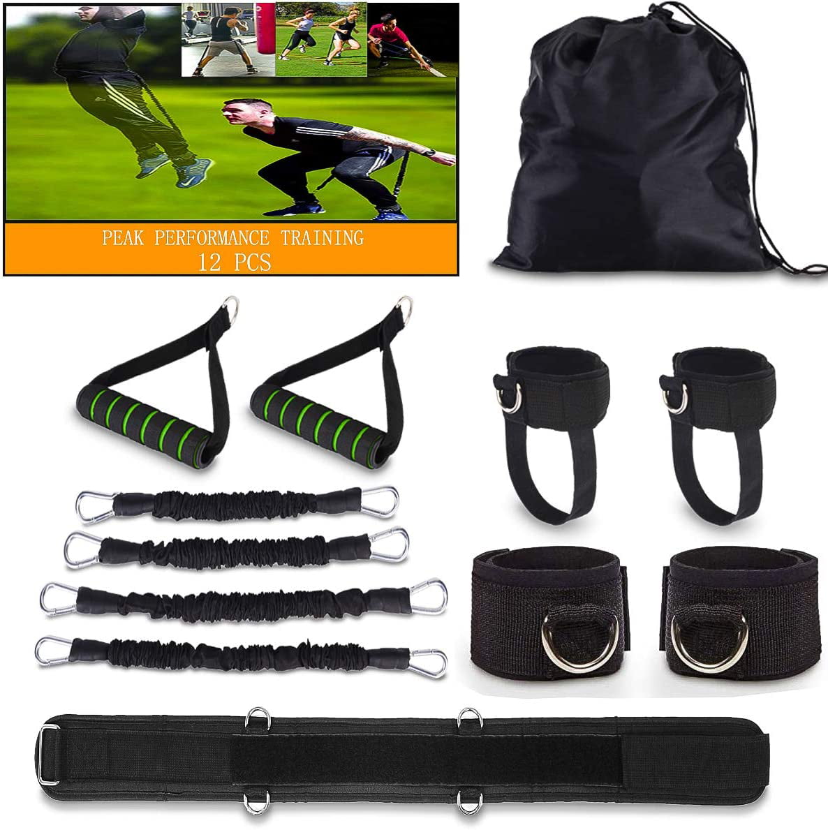 Speed and Agility Shadow Leg Resistance Bands Set Power Punch Pro with Handle... 