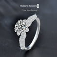 thumbnail image 2 of Whudwhu Moissanite Rings for Women Silver Heart Flower Design Wedding Ring, 2 of 5