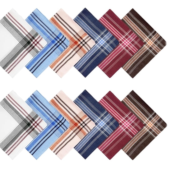 Men's Handkerchiefs Classic Pocket Square Assorted Hankies, 6 Colors