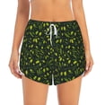thumbnail image 4 of Lsque Green Branch Olive Printed Women's Running Shorts with Liner Pockets,Elastic Quick Dry Workout Athletic Gym Yoga Shorts,Womens High Waist Shorts-XX-Large, 4 of 9