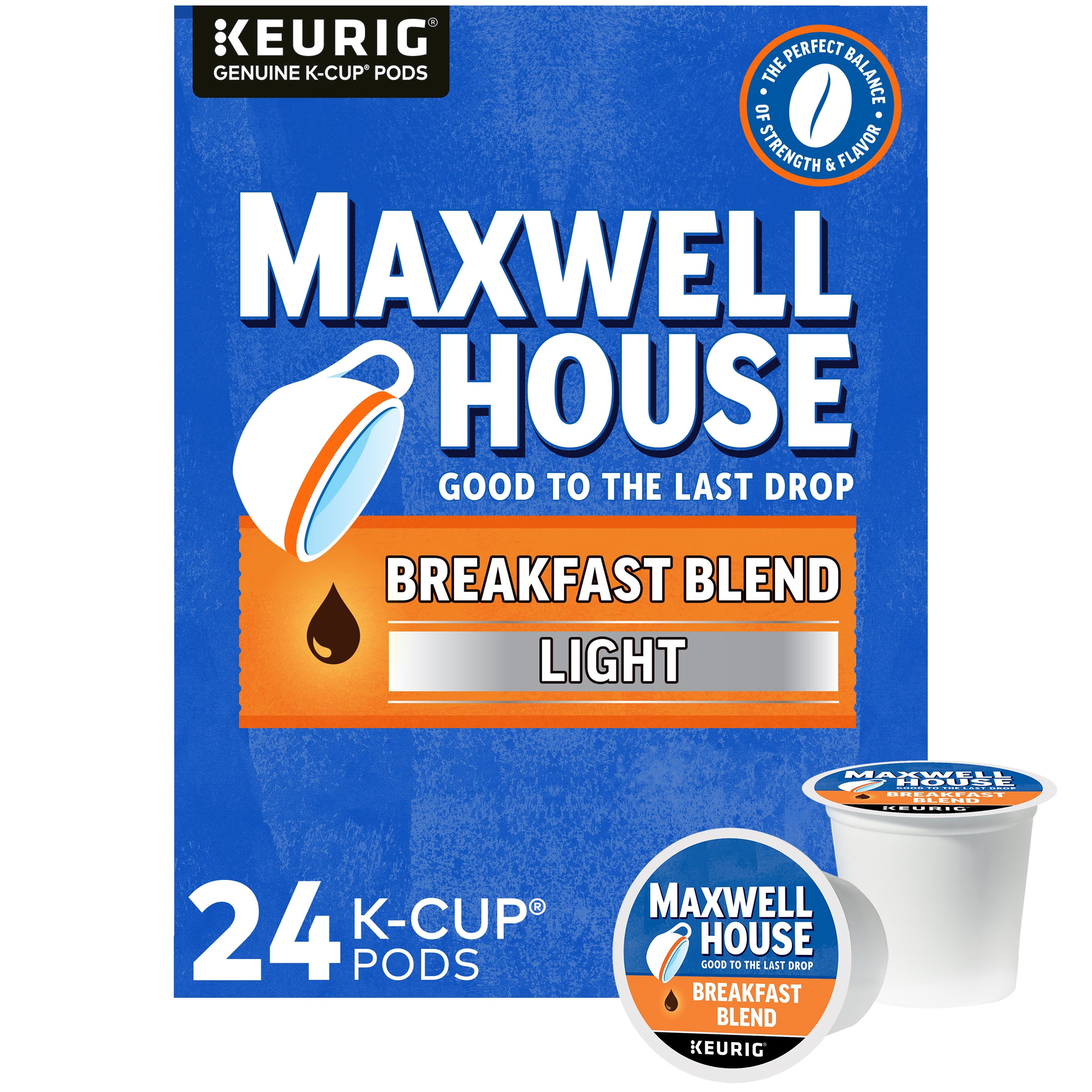 Maxwell House Light Roast Breakfast Blend Coffee K-Cup Pods, 24 ct Box