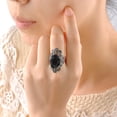 thumbnail image 4 of Mytys Retro Vintage Cocktail Statement Ring Black Marcasite and Crystal Rings for Women Antique Silver Plated Big Black Onyx Stone Ring, 4 of 6