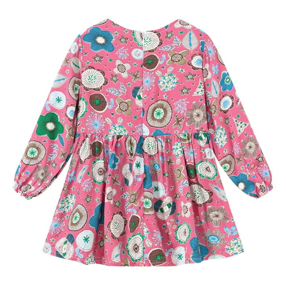 Fesfesfes Toddler Baby Girl Fashion Long Sleeve Dress Floral Printed Girls Dress Suit Spring