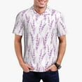 thumbnail image 2 of Balery Lavender Flowers Printed Men’s Short Sleeve Polo Shirt, Midweight Men's Shirt,Golf Polo shirts -Small, 2 of 8