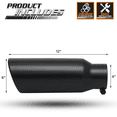 thumbnail image 3 of M-AUTO 4"Inlet 6"Outlet 12"Stainless Steel Exhaust Muffler Tip Straight-Through Round Diagonal Cut Black Roll Tip, 3 of 10